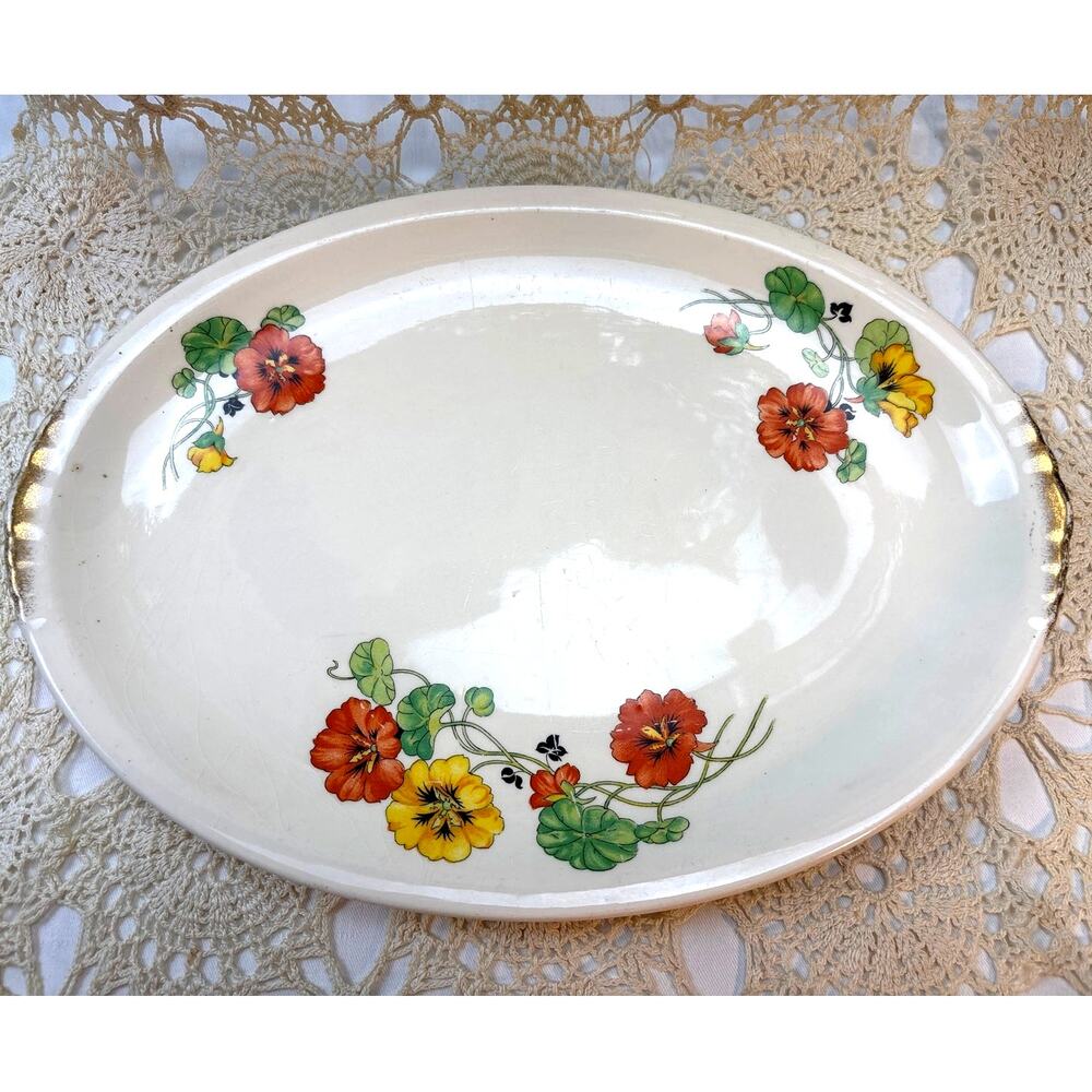 Paden City Pottery Shenandoah Ware Serving Tray Orange/Yellow Nasturtium 1940s